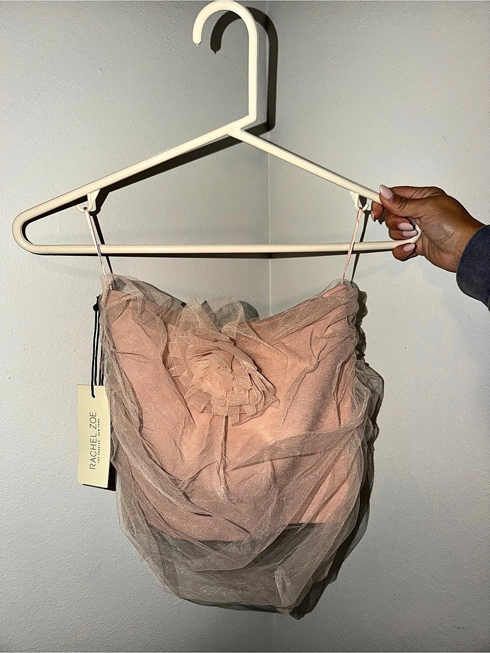 RACHEL ZOE Ruffle Layered Tulle Camisole in Pink & Gray NWT